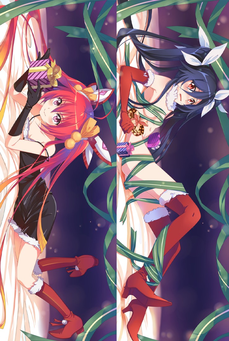 Gonna be the Twin-Tail!! Blue Ponytail and Red Ponytail Anime Dakimakura Pillow Case Cover