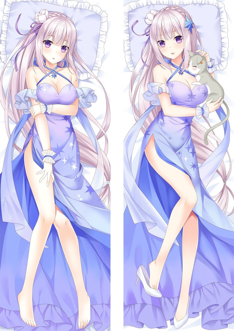 Re:Zero Emilia Anime Dakimakura Body Pillow Cover