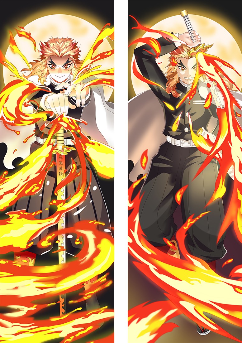 Demon Slayer: Kimetsu no Yaiba Rengoku Kyoujurou Anime Dakimakura Pillow Cover