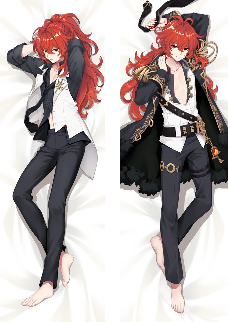 Genshin Impact Diluc Anime Dakimakura Body Pillow Cover