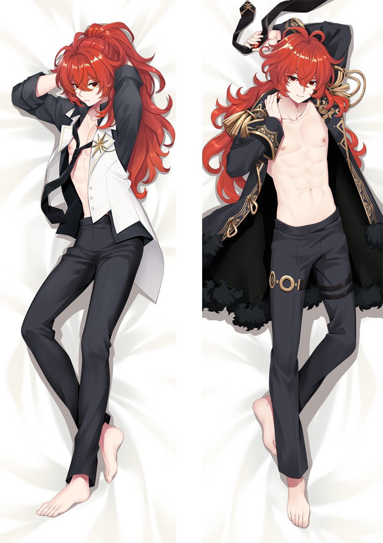 Genshin Impact Diluc Anime Dakimakura Body Pillow Cover
