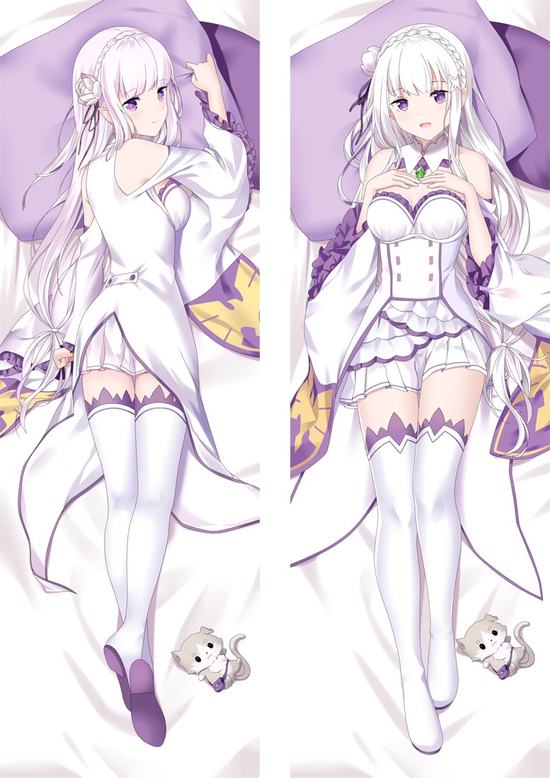 Re:Zero Emilia Anime Dakimakura Body Pillow Cover