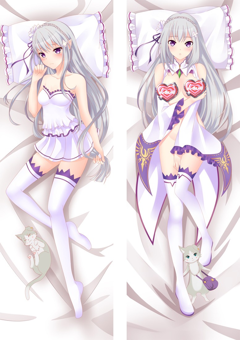 Re:Zero Emilia Anime Dakimakura Body Pillow Cover