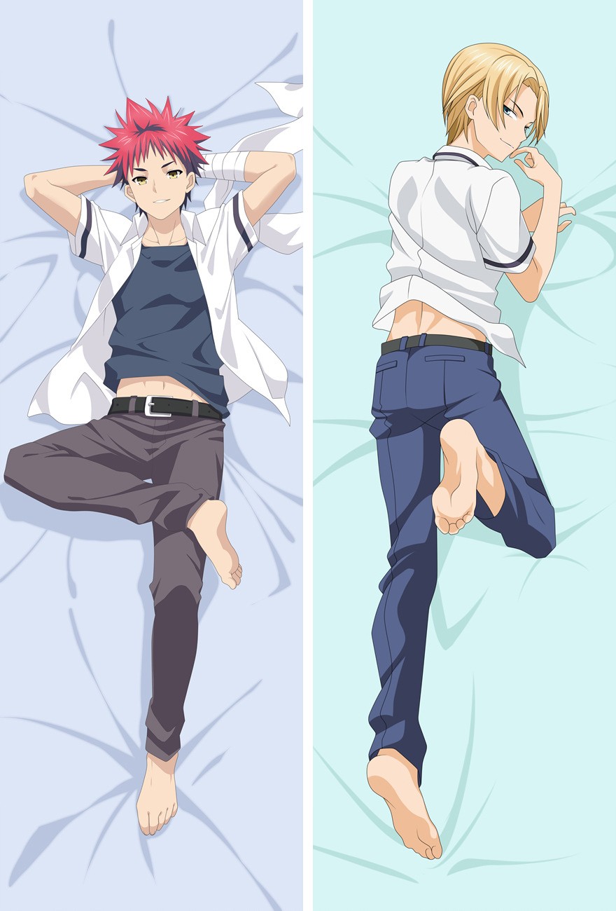 Food Wars Shokugeki no Soma Yukihira Souma Takumi Aldini BL Embrace Hugging Body Pillow Cover