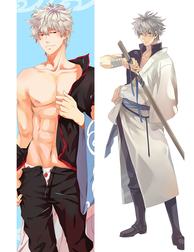Gin Tama Sakata Gintoki BL Male Dakimakura Hug Body Pillow Case Cover 