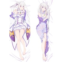 Anime Re:Zero Emilia Girl Bed Pillow Case Cover Dakimakura Hugging Body