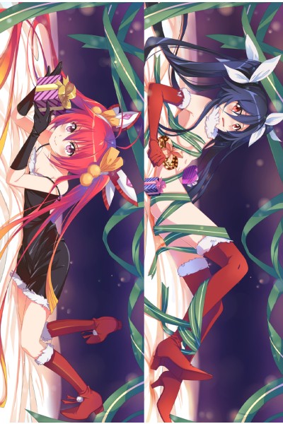 Gonna be the Twin-Tail!! Blue Ponytail and Red Ponytail Anime Dakimakura Pillow Case Cover