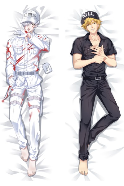 Cells at Work! White Blood Cell Leukocyte & Kill Cytotoxic T cell Anime Dakimakura Body Pillow Cover