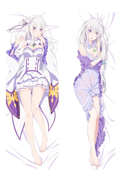 Anime Re:Zero Emilia Girl Bed Pillow Case Cover Dakimakura Hugging Body