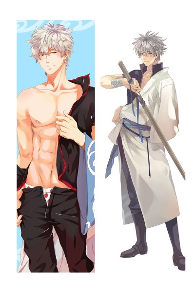 Gin Tama Sakata Gintoki BL Male Dakimakura Hug Body Pillow Case Cover 